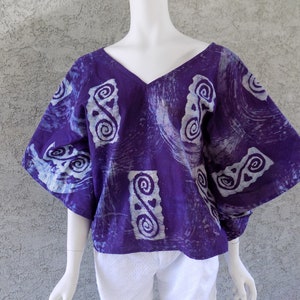 African Print Blouse, Women's Top, Butterfly Blouse/ Tie Dye/Batik Blouse image 1