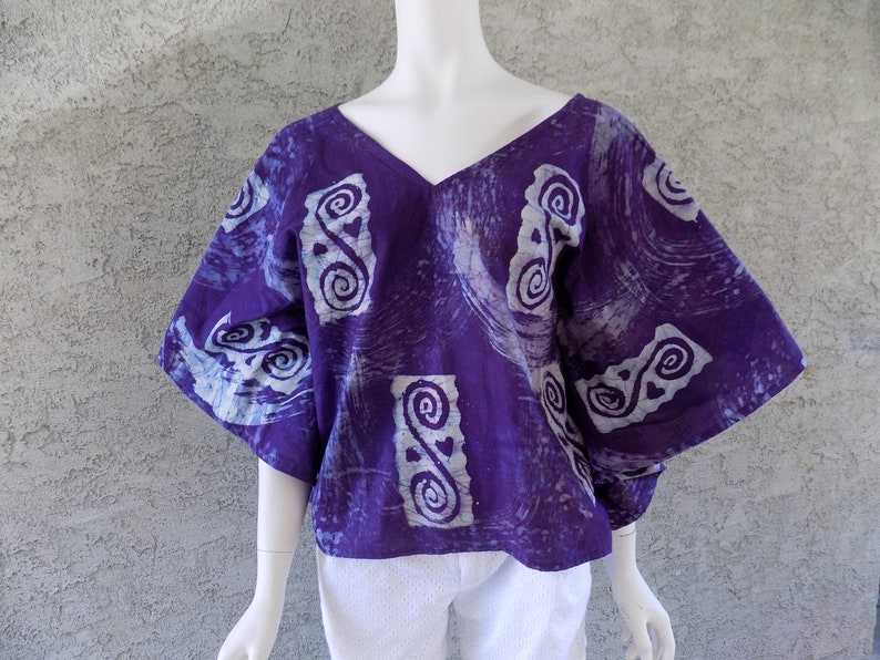 African Print Blouse, Women's Top, Butterfly Blouse/ Tie Dye/Batik Blouse image 1
