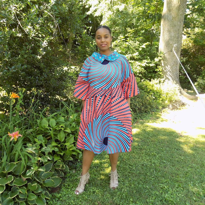 Women/'s Dress Wax Print Dress SOLENE African Print Dress