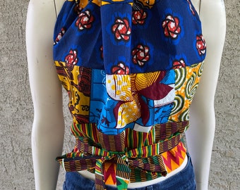 African Print Halter Top/Wax print Halter Top Patchwork Halter Top