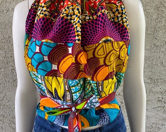 African Print Halter Top/Wax print Halter Top Patchwork Halter Top