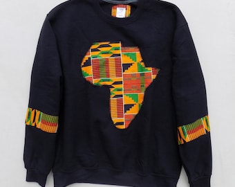 African Sweatshirt, Unisex Kente Sweater, Kente Sweatshirt, Wax Print Sweater, HERITAGE Sweatshirt