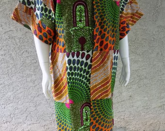 Malia - African print puff sleeve Duster
