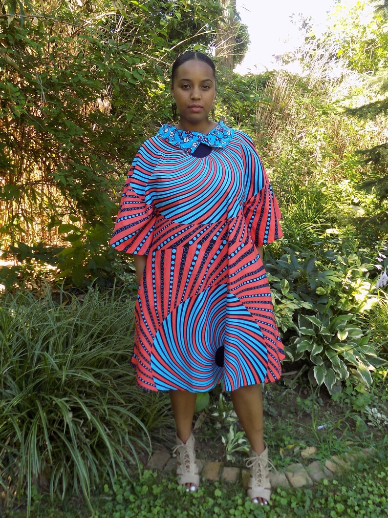 Women/'s Dress Wax Print Dress SOLENE African Print Dress