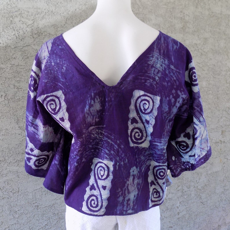 African Print Blouse, Women's Top, Butterfly Blouse/ Tie Dye/Batik Blouse image 6