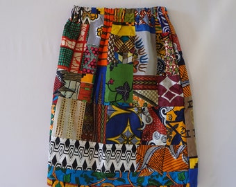 African Print skirt, African print Patchwork Skirt, Handmade, Cotton, African Print