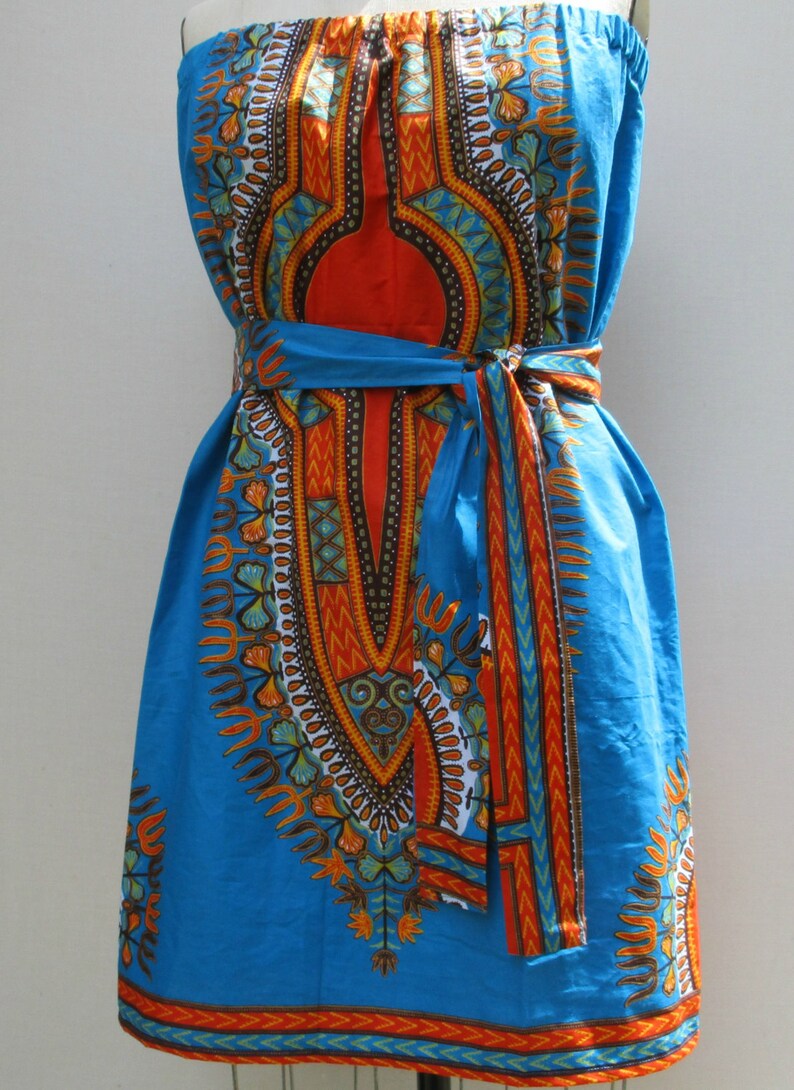 African Print Dress, Dashiki Dress, Strapless Dress, Angelina Print ...