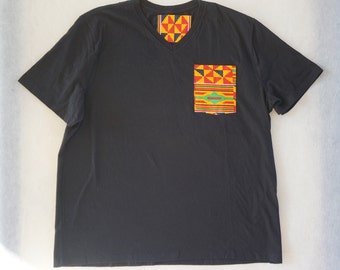 African Print Pocket T shirt, Kente T- Shirt, African Print T shirt