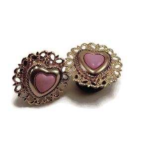 Pair of Pink or White Heart with Gold attached to Black Flare Acrylic Plugs/Gauges with silicone O-ring