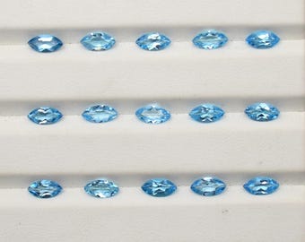 Marquise AAA Fire Natural Pastel Blue Topaz (Flawless-VVS), Natural Loose Gemstone for Jewelry 8X4 mm Calibrated