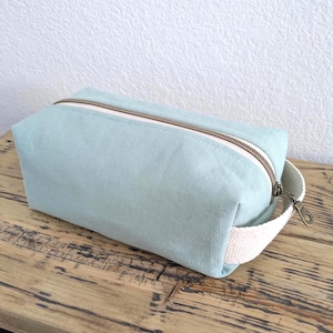 Aqua Canvas Dopp – Travel Toiletry Tote – Handmade – Makeup Bag – Gift for Her – Travel Organizer