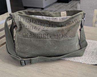 Upcycled Military Messenger Bag | Authentic Army Canvas Crossbody Tote