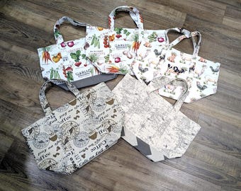Canvas Market Bag – Durable, Reusable, Everyday Tote - Vegetable, Coffee, Travel and Farm Animal Themed