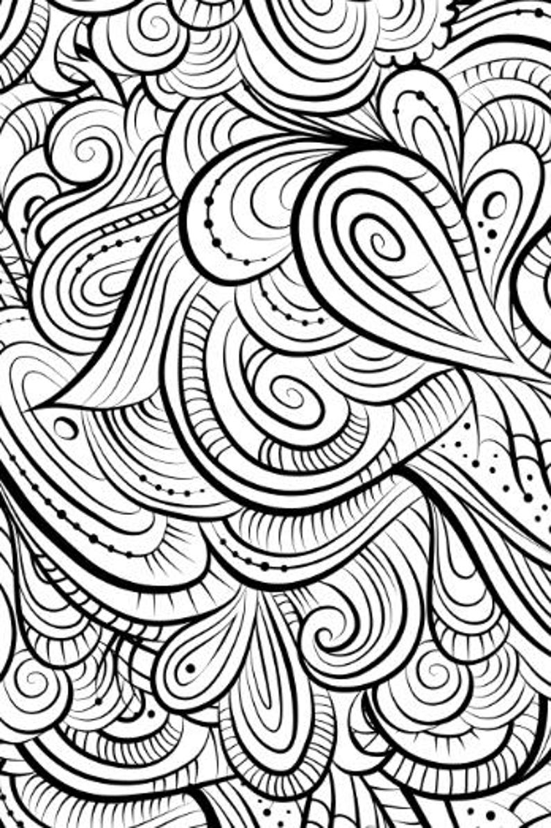 May include: Black and white abstract pattern with swirling lines and organic shapes. The design features a variety of curved lines, spirals, and teardrop-like forms, creating a dynamic and visually engaging composition. The pattern is suitable for various applications.
