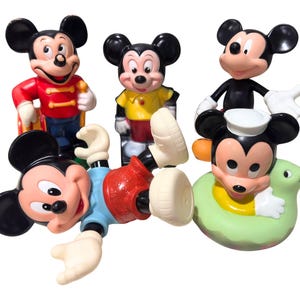 Vintage Mickey Mouse Figure Lot Disney Collectibles Coin Banks Bath Toy PVC Figures Mixed Mickey Mouse Collection image 1