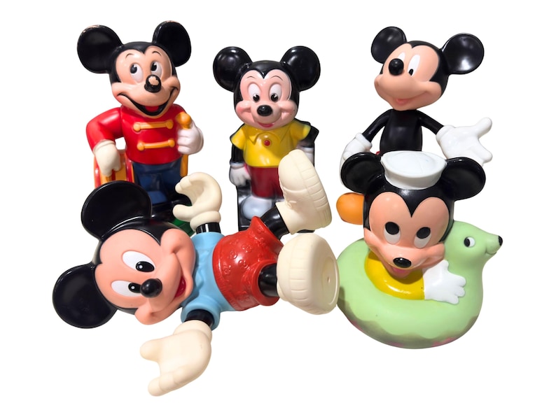 Vintage Mickey Mouse Figure Lot Disney Collectibles Coin Banks Bath Toy PVC Figures Mixed Mickey Mouse Collection image 1