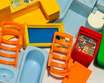 Meble do domku dla lalek Fisher-Price w stylu vintage | Części zamienne z lat 70. i 80. XX wieku