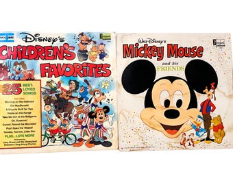 Vintage Disney Vinyl Record Lot Mickey Mouse and Children’s Favorites Disneyland Records 1960s 1970s Kids Records Retro Disney Music LP Set