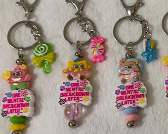 Porte-clés Bob l'éponge faits main, Bob l'éponge, Patrick, Sandy, Plancton