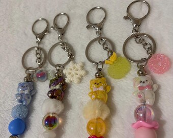 Porte-clés ours en peluche faits main, ours mignons, couleurs irisées