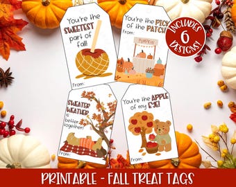 Tags traktaties herfst/herfst - afdrukbaar, cadeaukaartjes herfst, labels herfstcadeaumand, labels herfstbedankjes voor kinderen, label herfstklas, cadeaulabels voor kinderen