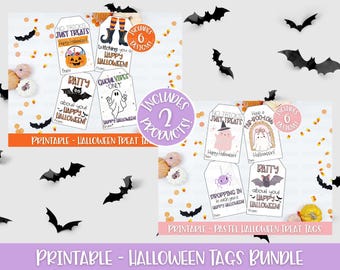 Halloween Gift Tags Bundle - Printable, Halloween Class Gift Tags, Halloween Favor Tags, Halloween Treat Tags, Trick or Treat Tags for Kids