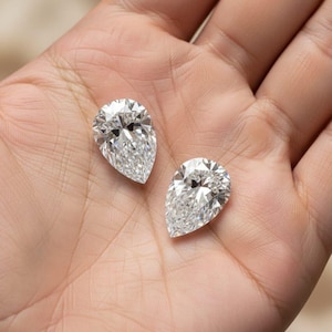 AAA + 3,85 CT paar peergeslepen D-kleur VVS1 Clarity losse, in het laboratorium gekweekte moissanietdiamant (7 x 9 mm) edelsteen voor sieraden 2 stuks