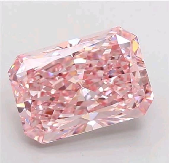 2CT Fancy Light Pink Color Radiant Cut VVS1 Clarity Lab Grown Moissanite Diamond (7x9 mm)+ free gift