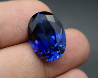 10 CT Top Quality Certified Royal Blue color Lab Grown Blue Sapphire , Oval cut, VVS1 Clarity Gemstone 14x14 MM,