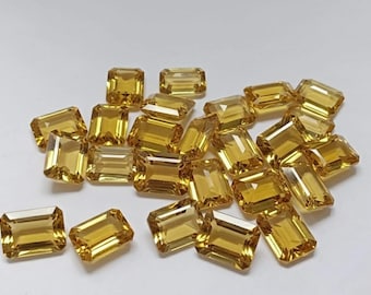 Natural 1CT-50ct Lot Yellow color Citrine Topaz , Emerald Cut, VVS1 Clarity Gemstone 4x6 - 10x14MM For Jewelry Making+ free Gift