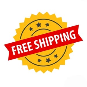 May include: A yellow and black badge with a red banner that reads "FREE SHIPPING" in white text. The badge has a starburst design around a circular center with four small stars.