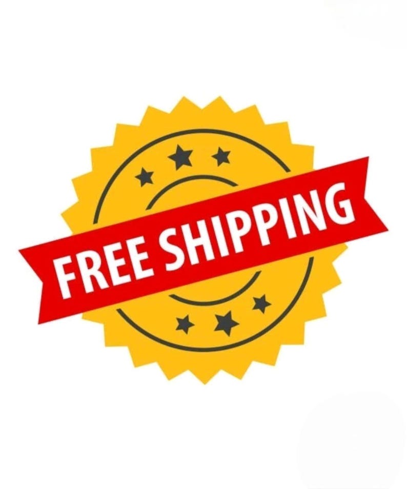 May include: A yellow and black badge with a red banner that reads "FREE SHIPPING" in white text. The badge has a starburst design around a circular center with four small stars.