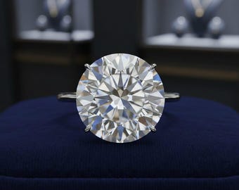 Huge 10 CT Solitare VVS1 Lab Grown Moissanite Ring In Sterling 925 Silver Hand made, white Gold Plating Ring For Proposal