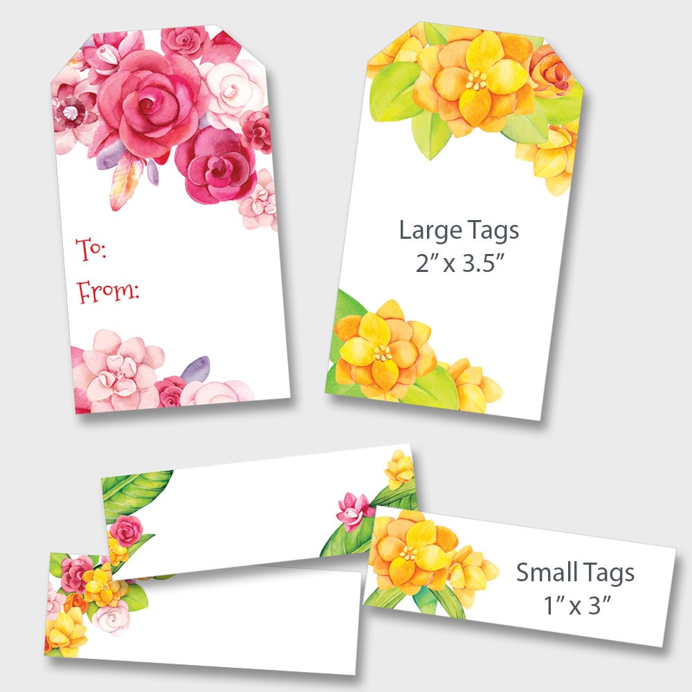 Printable Floral Gift Tags Flowers Spring Roses Etsy