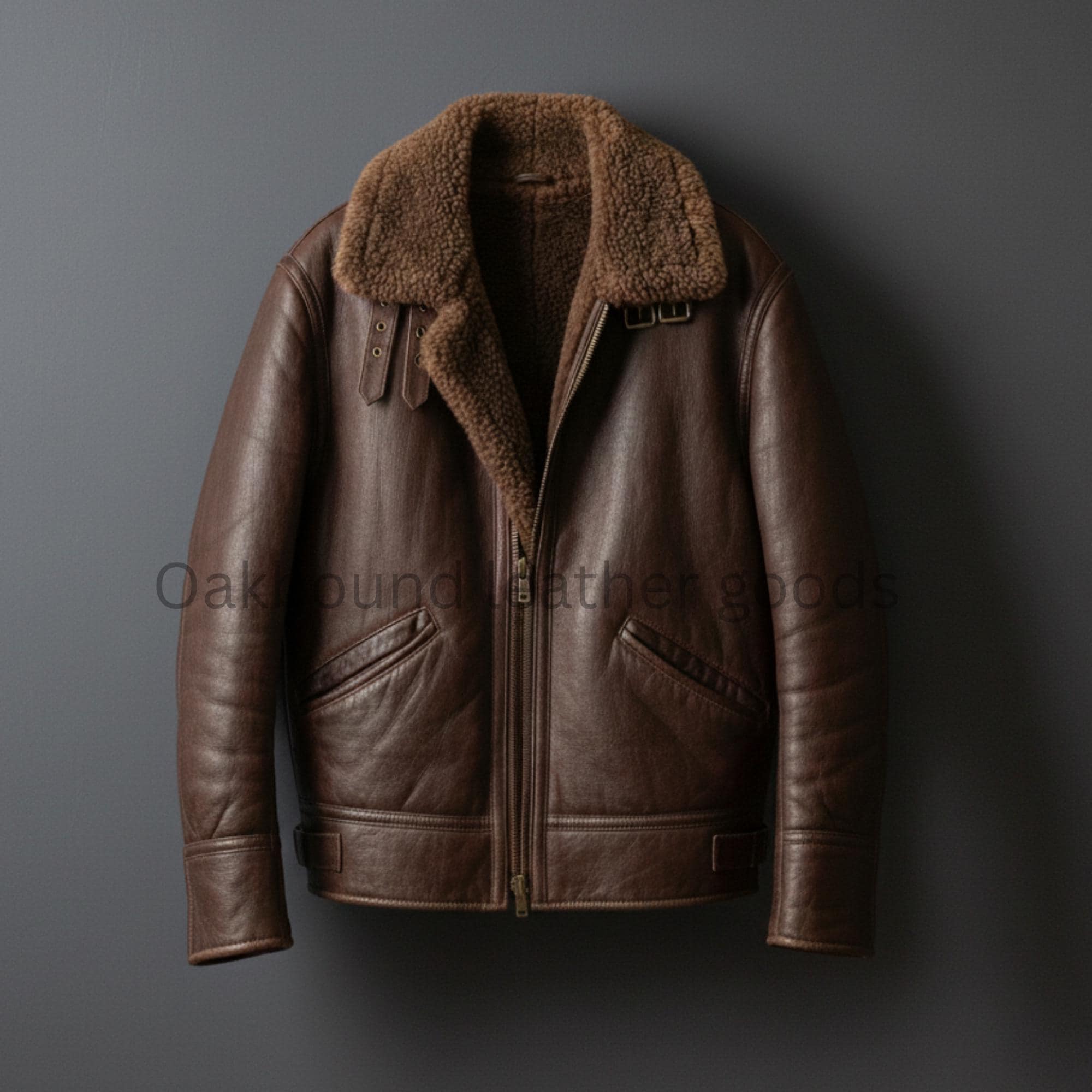 Men’s Brown Leather Sheepskin Jacket | Shearling Collar Winter Coat ...