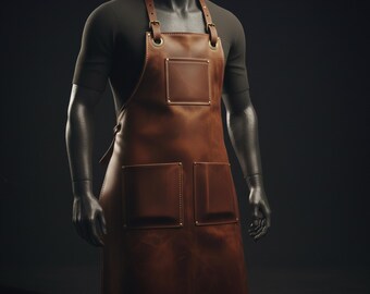 Handmade Custom Leather Work Apron | Heavy Duty Welding Apron for Men | Metalworking, BBQ, Woodworking, Barber & Craftsman Gift