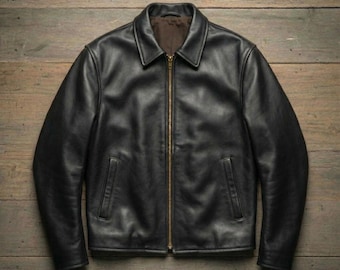 Classic Gap Men's Black Leather Jacket - Immaculate Condition