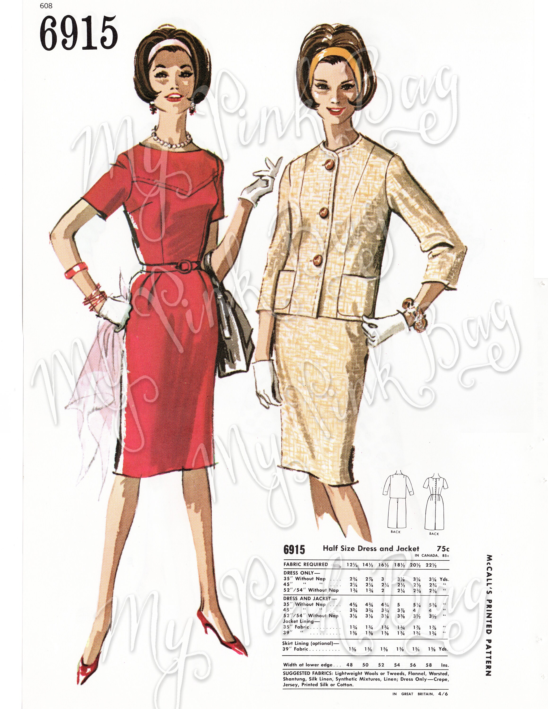 VINTAGE FASHION Envelopes Fashion Illustration Pattern Etsy