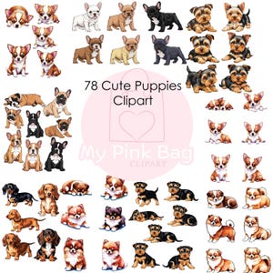 Charming Puppy Dog Clipart Set - Ideal for Junk Journals and Animal Lovers