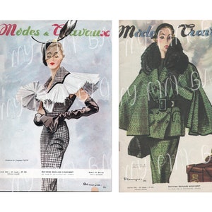 FRENCH Vintage Papers, Clipart, French fashion illustration, Paris, journaling, prints, old papers,couture, France,Mode et Travaux magazines