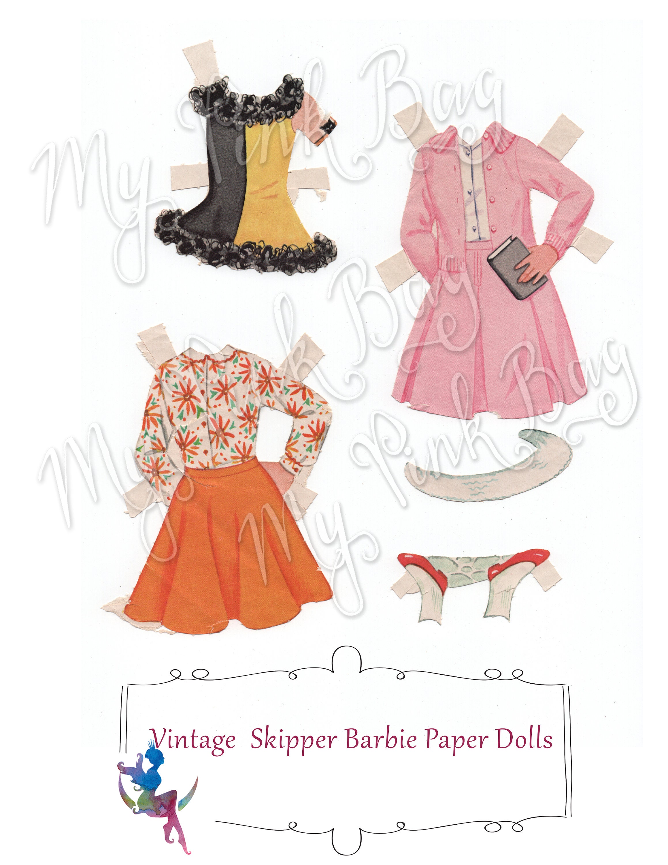 Vintage Skipper Barbie Paper Dolls Paper Art,scrapbook,junk Journaling ...