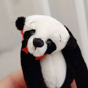 OOAK Mini Panda Teddy Bear with Tiny Companion