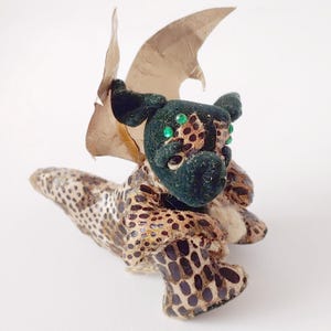 Whimsical Handsewn Mini Dragon - Unique Blythe Companion and Fantasy Creature OOAK soft figurine