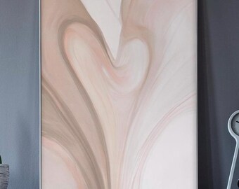 Abstract Heart Print | Neutral Love Wall Art | Soft Minimal Abstract Poster | Valentine Gift for Loved Ones