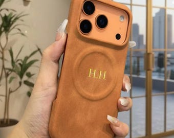 Funda personalizada para iPhone 17 Pro Max con iniciales / MagSafe y carga inalámbrica / Textura de piel suave / Funda con nombre personalizado / Regalo para ella