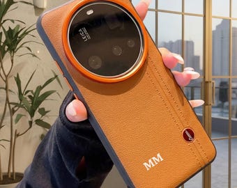 Funda personalizada de cuero para Xiaomi Mi 17 Ultra / Funda de lujo con iniciales personalizadas para Mi 15 y 14 Ultra / Funda protectora de diseño a prueba de golpes