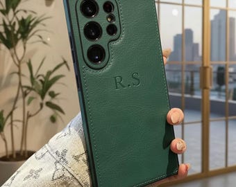 Funda de cuero personalizada para Samsung Galaxy S26 Ultra / Funda con iniciales personalizadas / Funda protectora delgada de lujo, regalo para él y para ella.