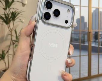 Funda MagSafe personalizada para iPhone, piel vegana, iniciales personalizadas