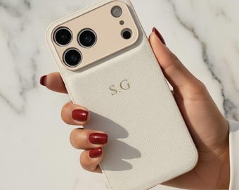 Funda personalizada para iPhone: nombre personalizado, funda de cuero de lujo con máxima protección, cámara a prueba de golpes y protector de bordes.