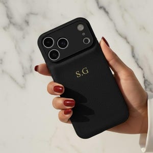 Personalized iPhone 17 Pro Case – Luxury Vegan Leather Cover with Max Protection, Custom Initials, Shockproof Camera & Edge Guard